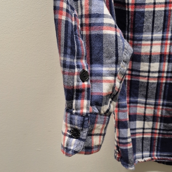 Tilly's Navy and Red Plaid Button Down Shirt - Picture 6 of 7
